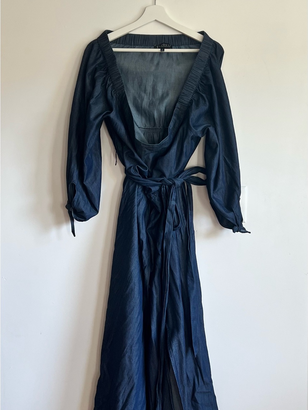 ELOQUII Size 24W Long Sleeve Tencel Denim Maxi Dress - Picture 4 of 8